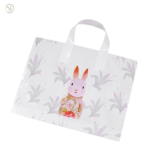 50pcs más grueso grande bolsa de plástico patrón de conejo con asas tienda de ropa bolsa de compras de boda regalo bolsa de embalaje