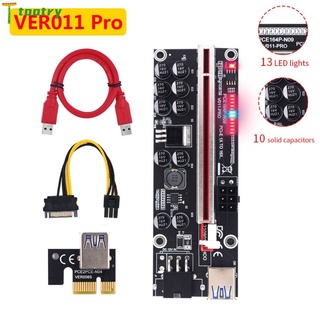 t 1-10Pcs Upgraded V011 Pro PCIE Riser 011 Riser Card PCI E Express GPU 1X to X16 10 Capacitors USB 3.0 Cable For GPU Graphics Card tootry