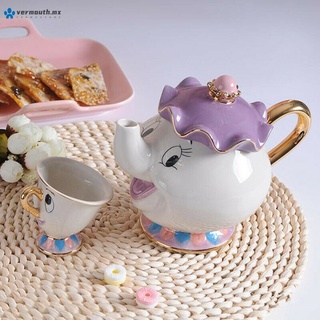 Cute Beauty And The Beast Teapots Mrs Potts Chip Tea Pot Cup Set Xmas Gifts Ceramic Teapots Set (2)