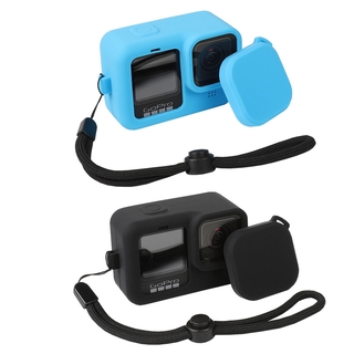 Funda protectora de silicona para GoPro Hero 9 Blcak, carcasa de manga y tapa de lente con cordón accesorio para cámara Go Pro 9