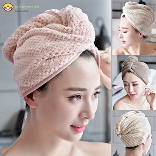 toalla de pelo de microfibra para secar el cabello toallas de secado rápido sombrero gorra torcer cabeza toalla con botón (1)