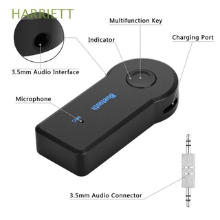 HARRIETT - receptor Bluetooth para coche, llamada gratuita, transmisor inalámbrico de 3,5 mm, manos auxiliares, adaptador MP3, conector estéreo, enchufe de Audio, Multicolor