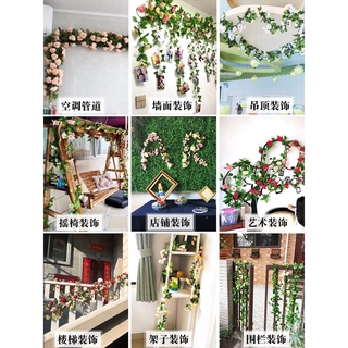 ❤ {HB} ❤ Flores artificiales con hojas verdes falsas y hojas de vid Corona de celebración de boda y año nuevo (7)