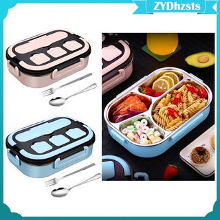 Bento Box, Stainless Steel Leakproof Bento Lunch Box, Leak-proof Design with Spoon and Fork, Metal Lunch Containers for