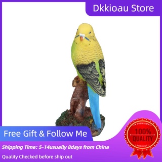 Dkkioau resina loro adorno para el hogar decoraciones Bonsai pequeño pájaro modelo artesanía amarillo