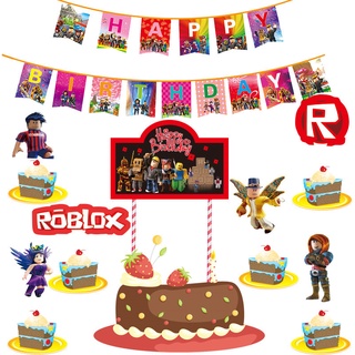 Juego Roblox Tema Fiesta Suministros Niños Cumpleaños Banderas Decoración De Tartas