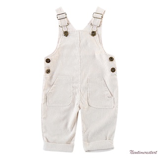 Bebé niña niño pana general sólido babero pantalones tirantes pantalones con 2 bolsillos inferior ropa (6)