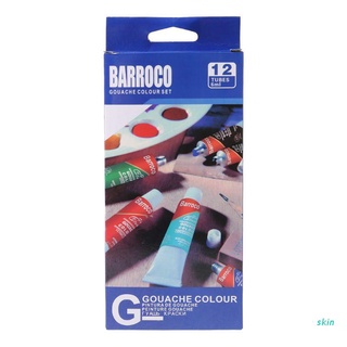 piel 12 colores gouache tubos de pintura conjunto de 6 ml dibujar pintura pigmento pintura con cepillo suministros de arte
