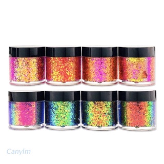 canylm craft glitter set 8 colores holográfico glitter resina limo taza arco iris glitter