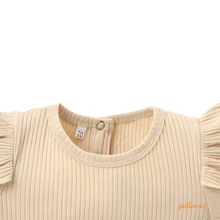 ORT-Baby Girls Three-piece Clothes Set, Beige Round Collar Short Sleeve Romper (5)