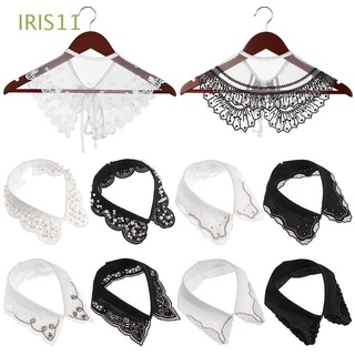 iris11 mujeres hombres camisa falso cuello desmontable blusa cuello falso ropa accesorios moda encaje bordado negro blanco solapa vintage clásico (1)
