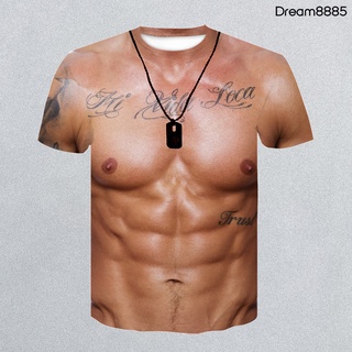 [drem t.sh] hombres moda verano o cuello manga corta t-shirt 3d impresión muscular streetwear top