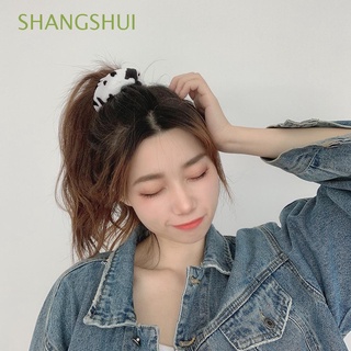 shangshui accesorio bandas de goma niña ponytail titular terciopelo scrunchies mujeres pinto leopardo vaca | corbatas de pelo