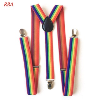 rba colorido rayas correa arco iris babero pantalones correas clip adulto unisex tirantes hebilla ajustable cinturón de hombro