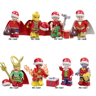 Lego Minifigures Pg8188 Christmas Clown Flash Female Rocky Superman Building Blocks Toys for Kids