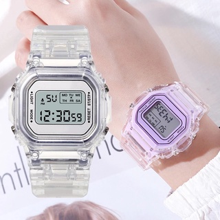 【30M resistente al agua】 Ladies Quartz Analog Square Dial Women, transparente par reloj LED (1)