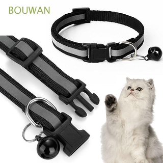 bouwan collar de gato reflectante ajustable collar para mascotas de nailon fácil de usar accesorios para perros suaves para cachorro gatito luz noche mascotas suministros/multicolor