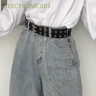 ELECTRONIC001 Personalidad Cinturón Punk Cadena de cinturón Cinturón Hombre Aleación Doble fila Ropa de moda Lujo Broche largo Jeans/Multicolor