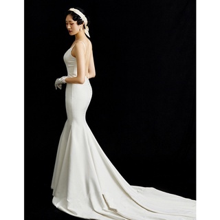 Liguero luz vestido de novia muestra delgado cola de pez simple Hepburn viaje foto luz 2021 novia nuevo bienvenido vestido blanco