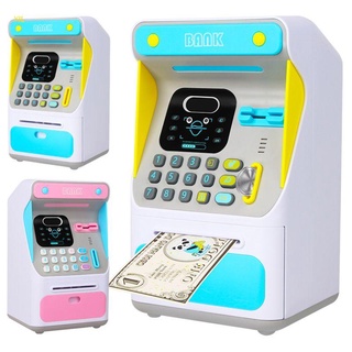 Yil Mini cajero automático banco de dinero con cerradura electrónica reconocimiento facial Auto Scroll papel dinero y moneda para niños adolescentes niños niñas