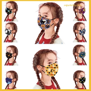 （uqwertry.mx）1PC Children Halloween Printed Reusable Washable Outdoor Breathable Face Mask