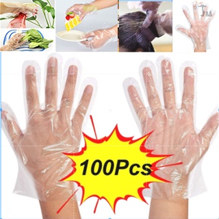 100 unids/pack guantes desechables sin polvo para alimentos, plástico de seguridad alimentaria guantes desechables