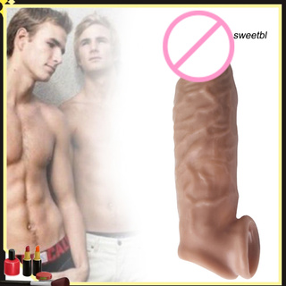 SWEXG_sweetbl Male Reusable Penis Sleeve Enlargement Condoms Dildo Extender Cock Delay Ring