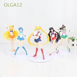 OLGA12 figuras Sailor Moon niños muñeca marinero marte figuras de acción niños juguete 18cm dibujos animados coleccionables modelos marinero Jupiter 5 unids/set Sailor Mercury