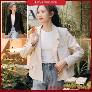 S-L Korean Blazer Coat Long Sleeve Versatile Loose Lined Jacket Spring And Autumn Loose Casual Black Blazer For Women