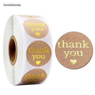 hom 500pcs Thank You Kraft Stickers with Gold Foil Round Seal Labels for Shop Handmade Package Sticker