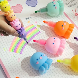 5 Colors Octopus Fluorescent Marker Pen Set Highlighter Pens Painting Highlight Mark Stationery School Supplies