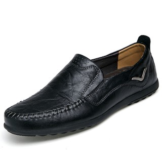 los hombres de la moda zapatos de conducción de cuero genuino zapatos de negocios slip-ons zapatos negro
