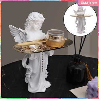 [xmajpfkv] ángel estatua vintage bandeja cosmética pulsera joyería organizadores de almacenamiento bandeja para boda casa foto props living