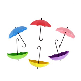 3 piezas creativo colorido paraguas gancho de pared horquilla titular de la llave organizador decoración (7)