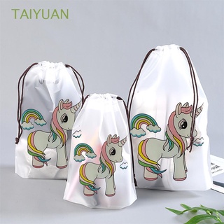 TAIYUAN Cute Drawstring Organizer Cartoon Unicorn Storage Bag Party Gift Waterproof Cosmetic Pouch Rainbow Bath Sports Handbag