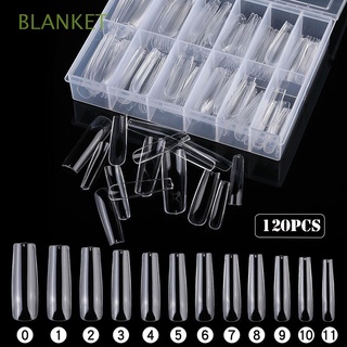 BLANKET 120PCS/Box High Quality XXL Square Nail Tips Mixed 12 Sizes Press On Nails Square Nail Tips ABS Manicure Salon Supply Long Acrylic Clear Full Cover