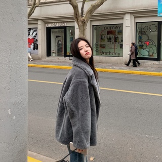 72.5kgyoung abrigo de piel de las mujeres corto2021estilo coreano otoño e invierno nueva imitación de lana de cordero caliente abrigo peludo