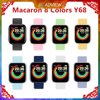 [AE] Actualizado Y68/D20 pro SmartWatch Macaron Y68 1.44 Pulgadas Bluetooth Fitness Tracker Reloj De Ritmo Cardíaco Presión Arterial Pulsera Inteligente D20s Y68S
