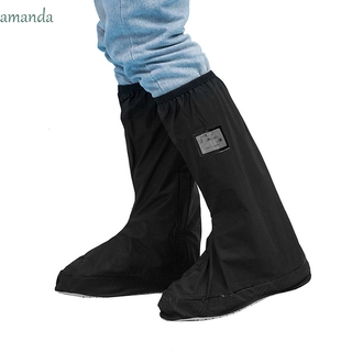 AMANDA 1 par de zapatos cubierta al aire libre botas de lluvia cubiertas de zapatos caminar impermeable resistente al desgaste Anti-nieve tubo alto Anti-lluvia a prueba de lluvia/Multicolor