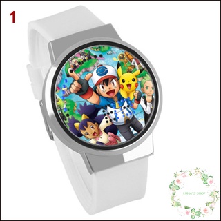 anime pokemon pikachu touch led reloj impermeable con pantalla de hora y fecha para niños (9)