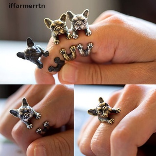 [iffarmerrtn] anillos de envoltura de animales vintage francés bulldog regalo para mujeres y hombres joyería de moda [iffarmerrtn]