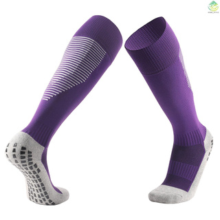 Cojín calcetines de fútbol sobre la pantorrilla antideslizante agarre para fútbol esquí baloncesto ciclismo deportes compresión atlética rodilla para
