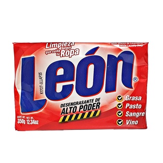 Jabón León Alto Poder Rojo 350g Limpieza De Ropa Quita Grasa