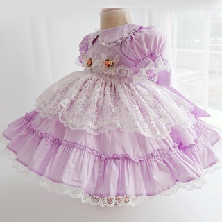 Vestido de princesa de las niñas de los niños Lolita encaje bordado vestido de cumpleaños falda 2021