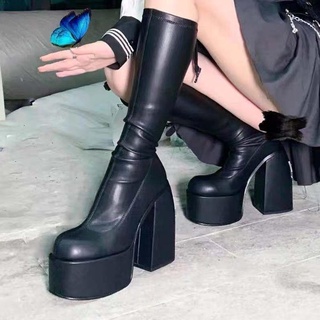 Las Mujeres Punk Estilo Elástico Botas De Microfibra Plataforma Kuylo Impermeable Sapatos O8T2 (3)