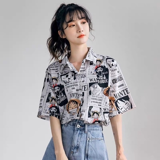 Camisa casual de impresión de dibujos animados para las mujeres todo-partido blusa Tops en verano