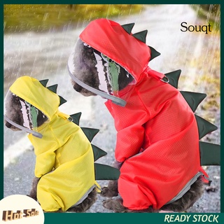Sqyg - impermeable para mascotas, perros, gatos, dinosaurio, chamarra impermeable, 4 patas, abrigo con capucha