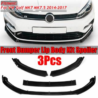 3PC Gloss Front Bumper Chin Lip Spoiler Splitter for VW Golf MK7 / 7.5 2014-2017