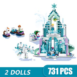 711pcs pequeños bloques de construcción ladrillos compatibles lego princesa elsa magia brillante castillos de hielo para niños niñas regalo diy