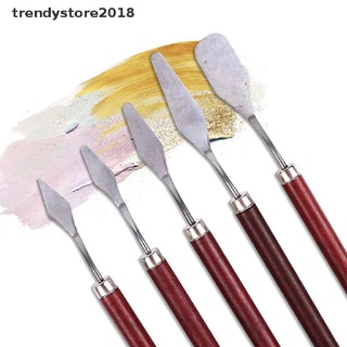 trendystore2018 5pcs cuchillo de pintura mango de madera espátula paleta cuchillo para pintura al óleo cuchillo mx